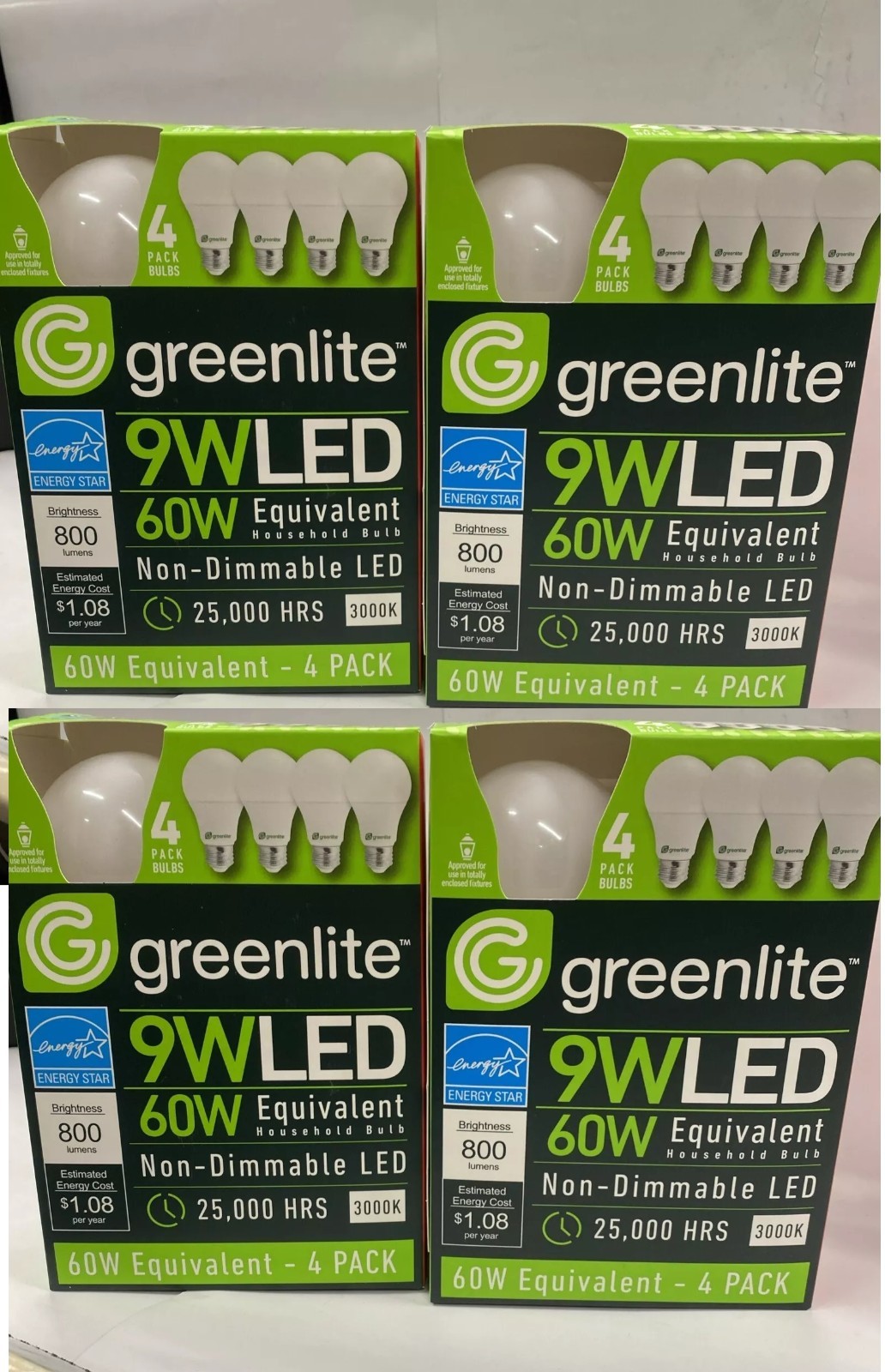 4 x 4Pack Greenlite 9W LED 60W non-Dimmable 25,000 Hours Energy Star Light Bulbs gallery
