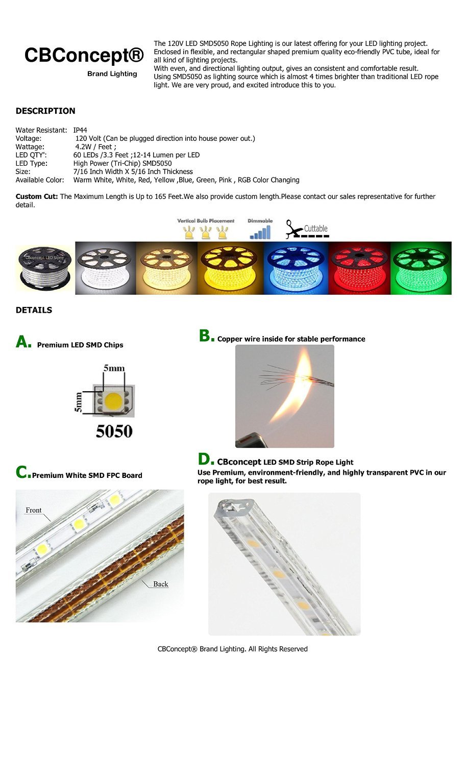 UL Listed,20 Feet,RED,Dimmable,Super Bright 5400 Lumen 120V Flat LED Strip Light gallery