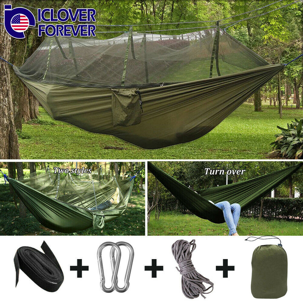 Camping Hammock Tent Mosquito Net Set 2 Person Outdoor Travel Double Hanging Bed