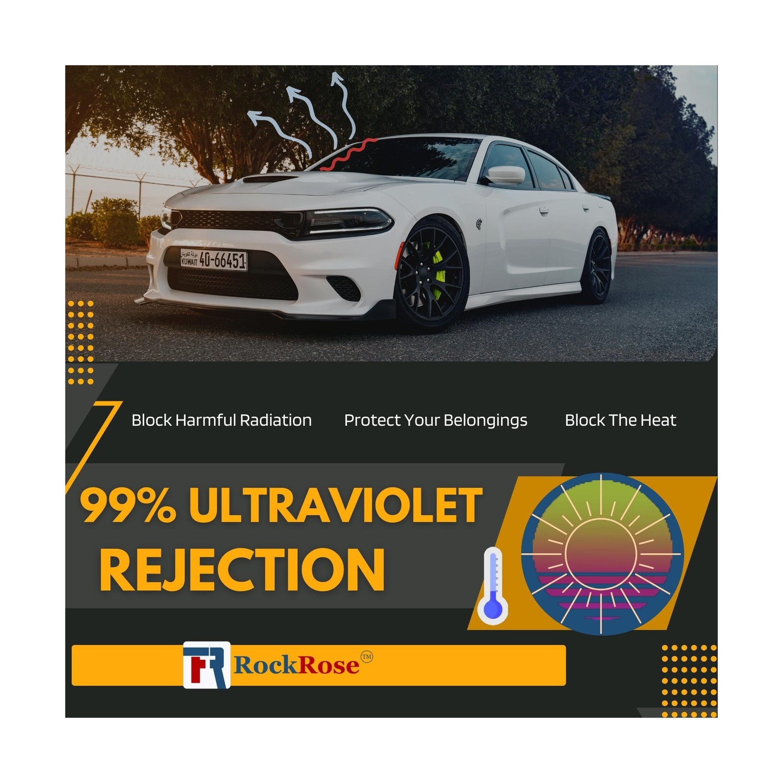 RockRose 35% Nano Ceramic Car Window Tint 40 in x 20FT 2PLY Privacy Film Heat... gallery