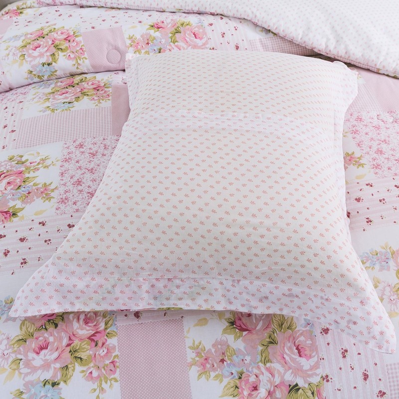 Cotton Comforter Set - King Size and 2 Shams, Pink Floral Patchwork Bedding S... gallery