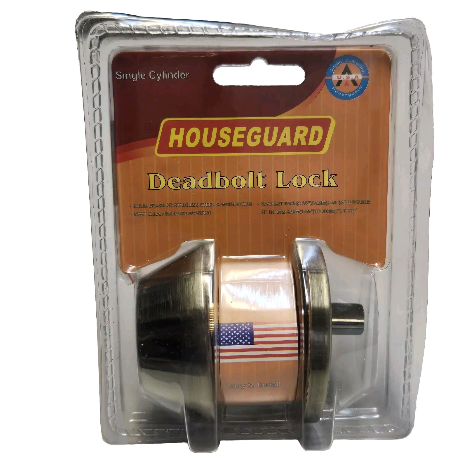 Single Cylinder Deadbolt Lock AB Antique Brass Adjustable Backset Solid Brass gallery