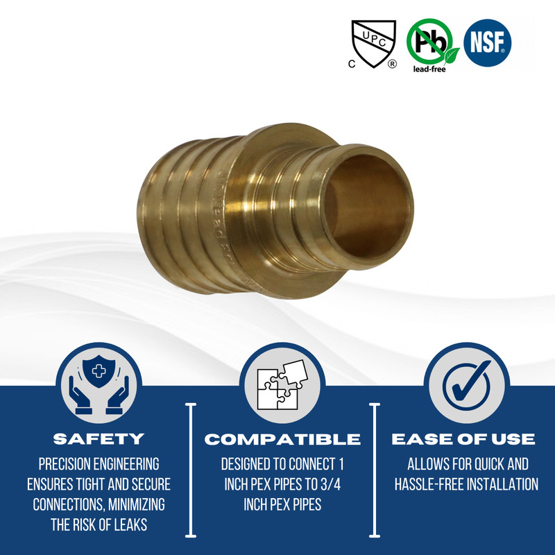 10 Pcs. XFITTING 1" x 3/4" Pex Coupling, Pex Reducing Coupling 26-4-8=10 gallery