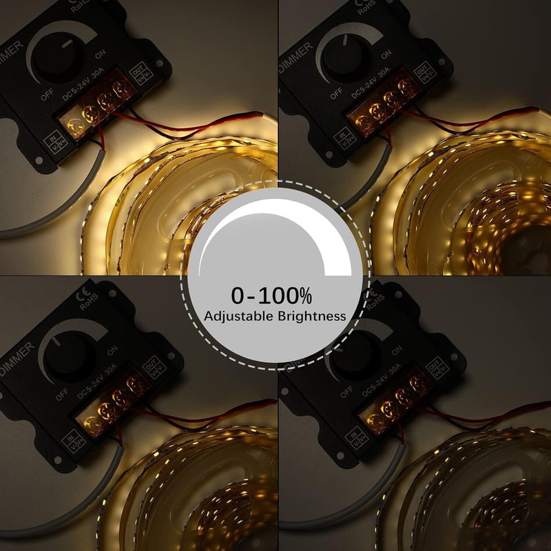 DC 12V-24V 30A Knob ON/Off Switch LED Light Strip Dimmer PWM Dimming Controller gallery