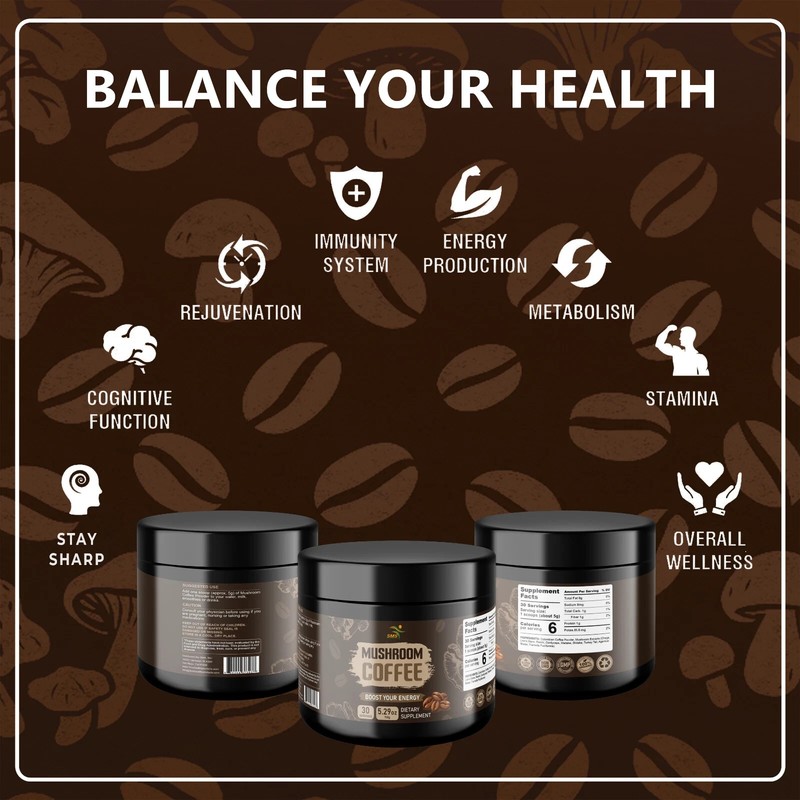 Organic Mushroom Coffee 9 Adaptogenic Mushroom Blend 150g 30 Servings gallery