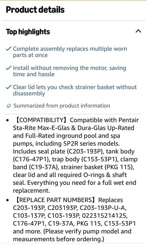 Pool Pump Wet End Kit 5P2r For Sta-Rite Max-E-Glas Dura-Glas gallery