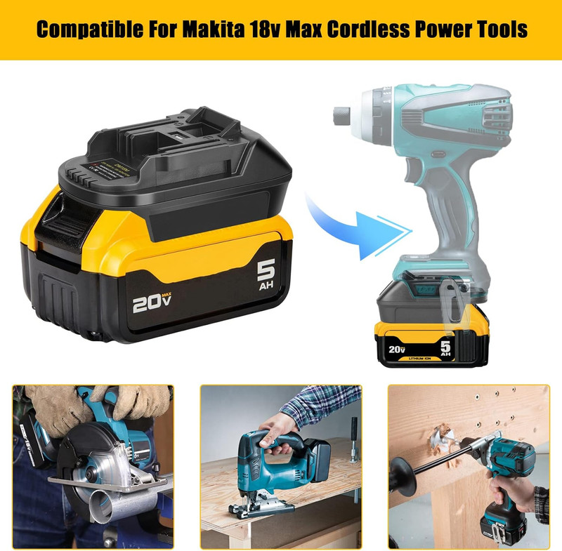USB Battery Adapter Converter for Dewalt 20V Milwaukee 18V Convert to Makita 18V gallery