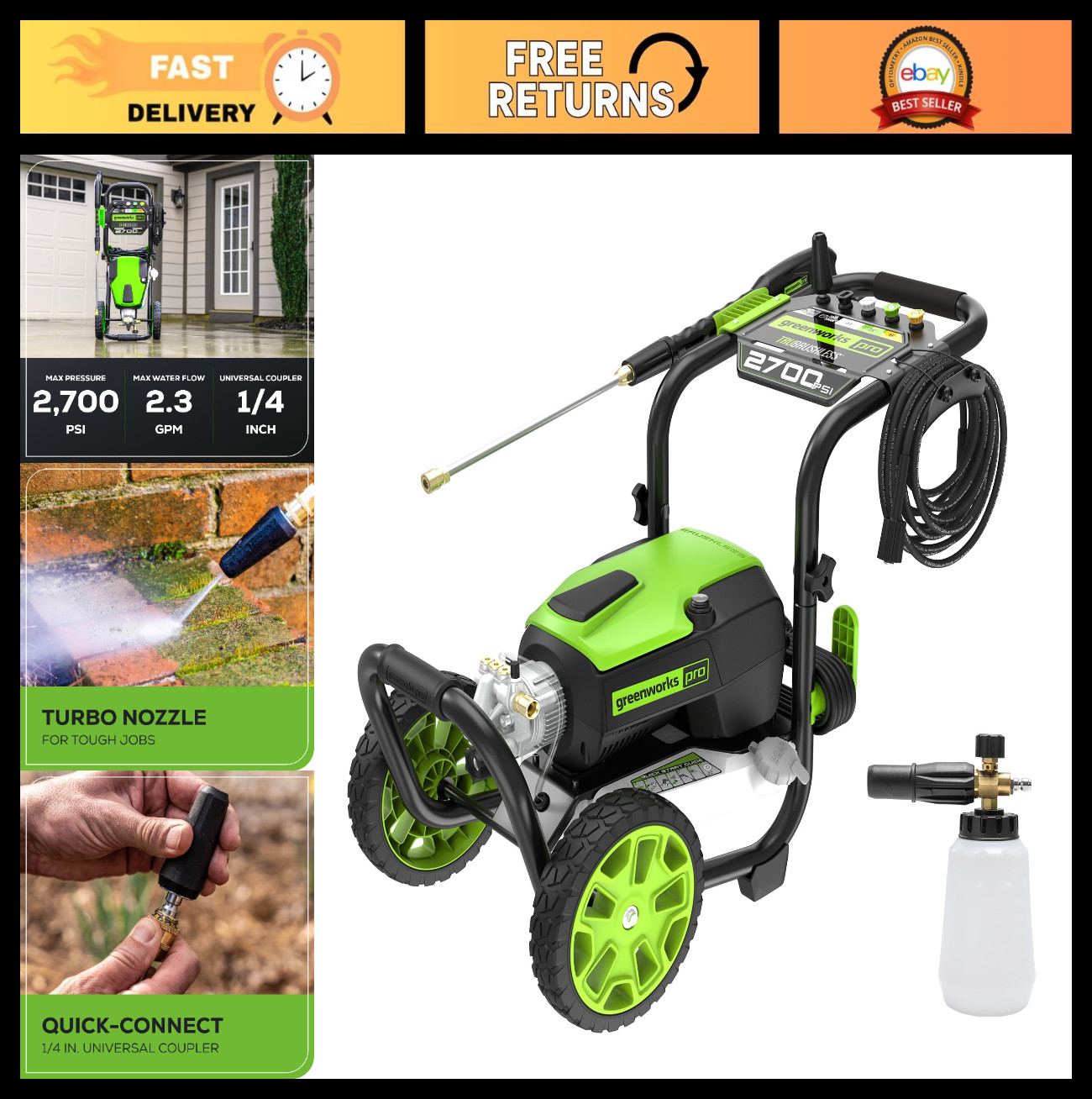 2700 PSI Electric Pressure Washer - Heavy-Duty Home & Outdoor Cleaning, 2.3 GPM, gallery