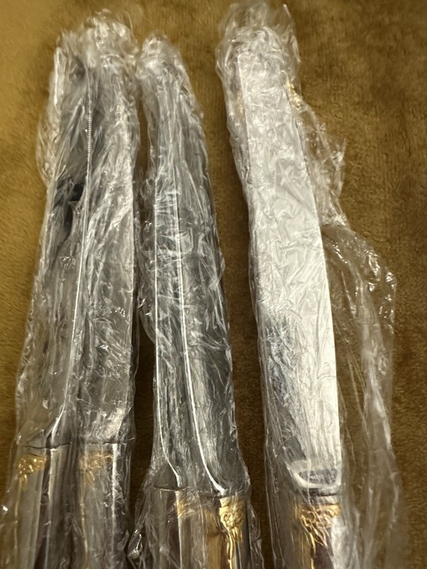 (6) DINNER KNIVES Oneida Community GOLDEN BELLE ROSE Stainless Flatware gallery