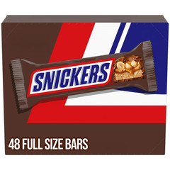 Snickers Full Size Bulk Chocolate Candy Bars – 1.86 oz Bar – 48 ct Box