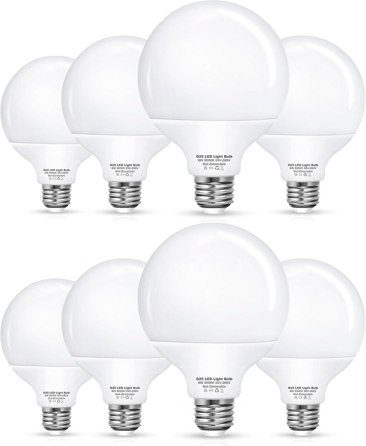 8 Pack G25 Vanity Light Bulb, LED Globe Bulbs for Bathroom Vanity Mirror, 60W Li gallery