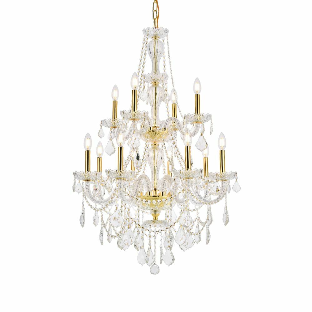 Large Gold Foyer Dining Room Crystal Chandelier Ceiling 12 Light Fixture 41 inch gallery