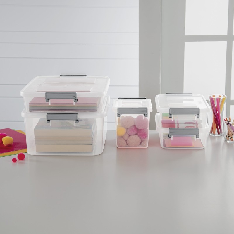 Modular Small Storage Bin, 2.7 Quart Latching Clear Plastic Storage Container wi gallery