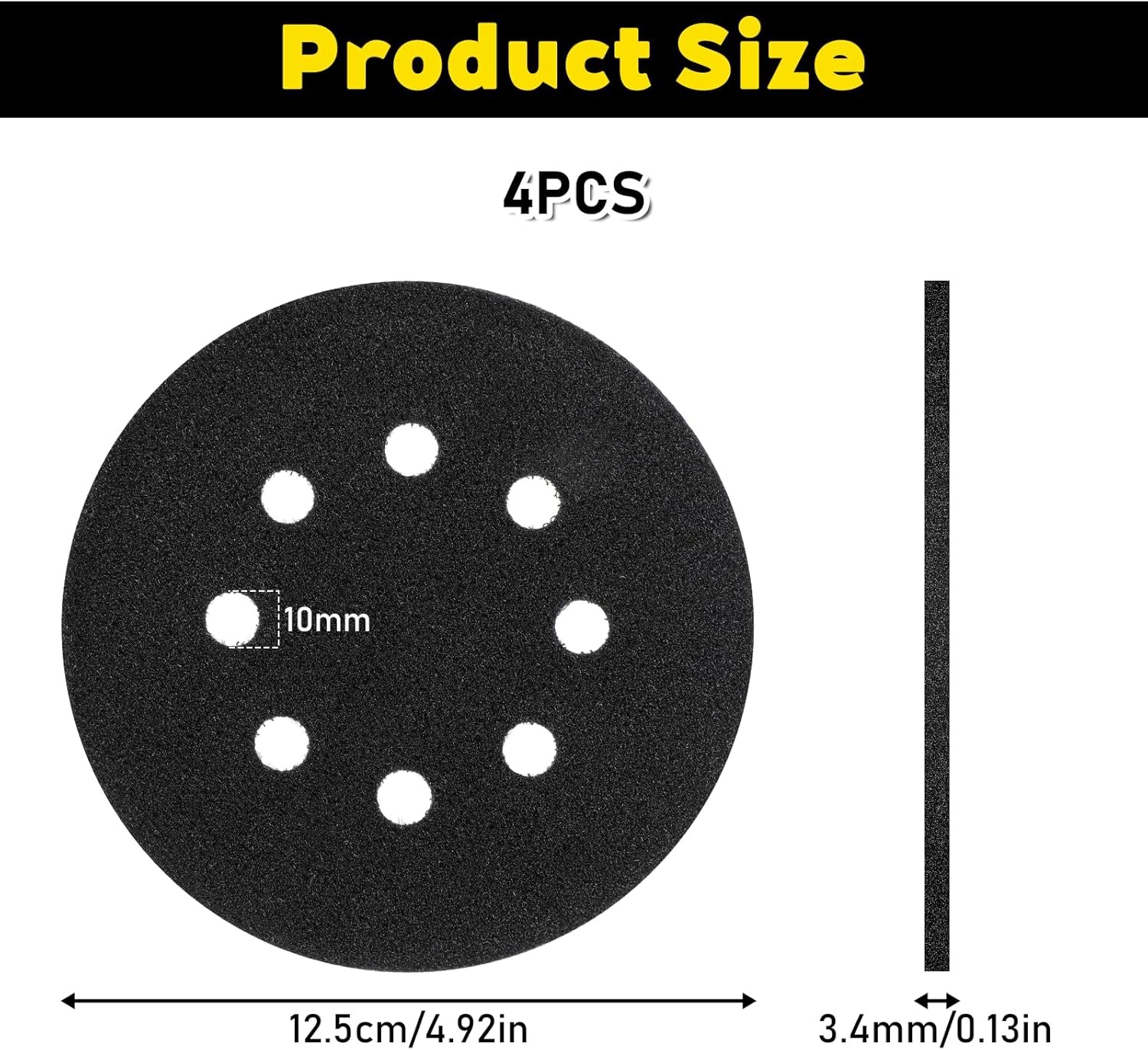 4 Pcs 5 inch 8 Hole Hook and Loop Pad Interface 5” Orbital Sander Pad for 5 in gallery