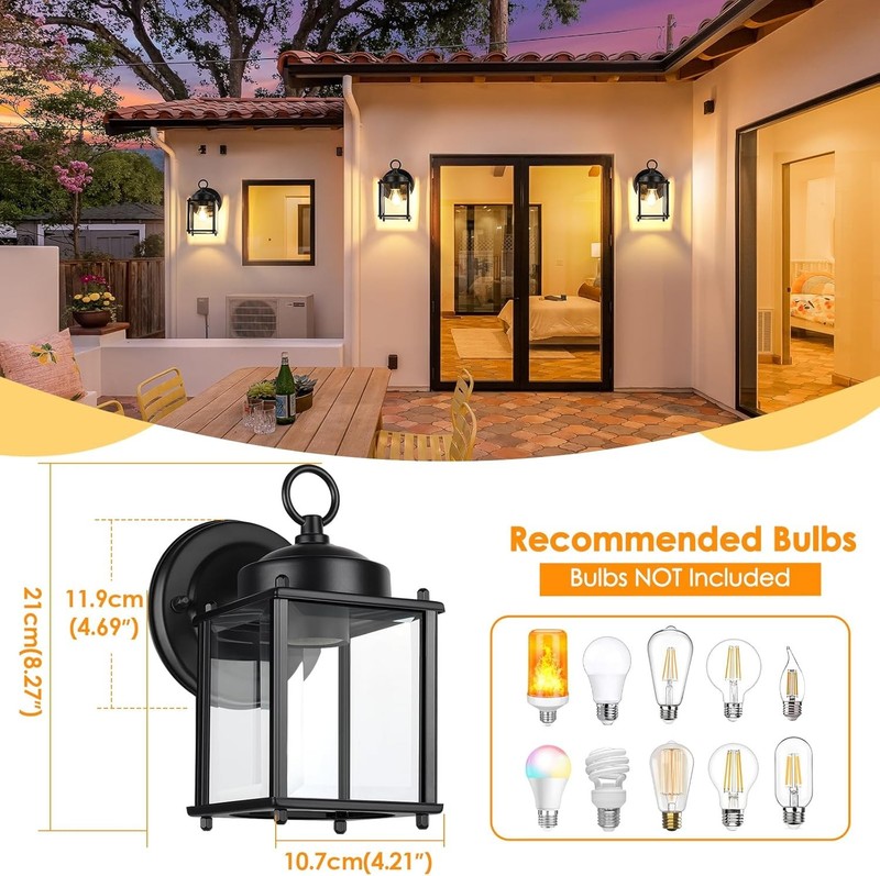 2 pack Outdoor Wall Lantern Exterior Waterproof Wall Sconce Light Fixtures gallery