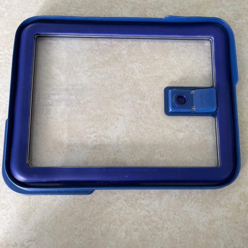 Pyrex 7211 6-Cup Rectangle Glass Dish w/ 7211-PC 6-Cup Blue Vent Lid Cover gallery