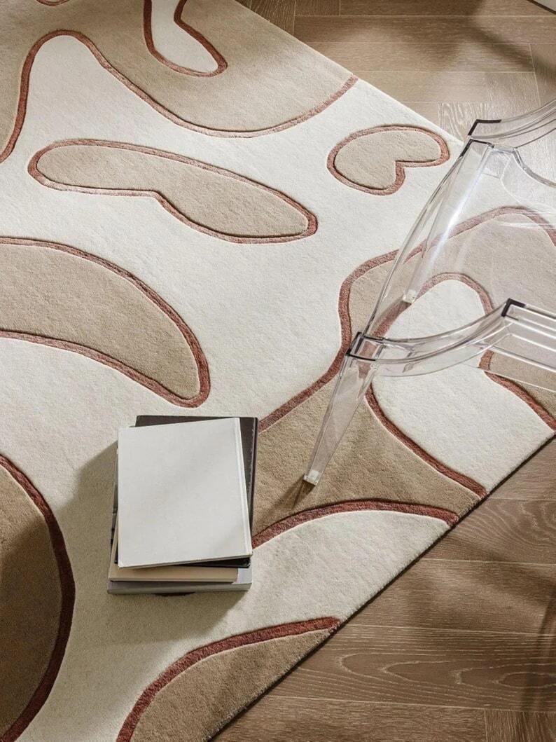 New Modern Hand Tufted Loop Cut Pile High Quality Area Rug New Zealand Wool hall gallery