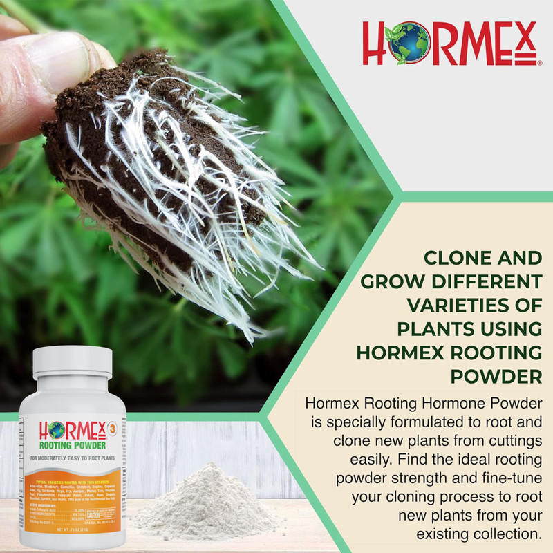 Hormex Rooting Powder #3 - for Moderately Easy to Root Plants - 0.3% IBA gallery
