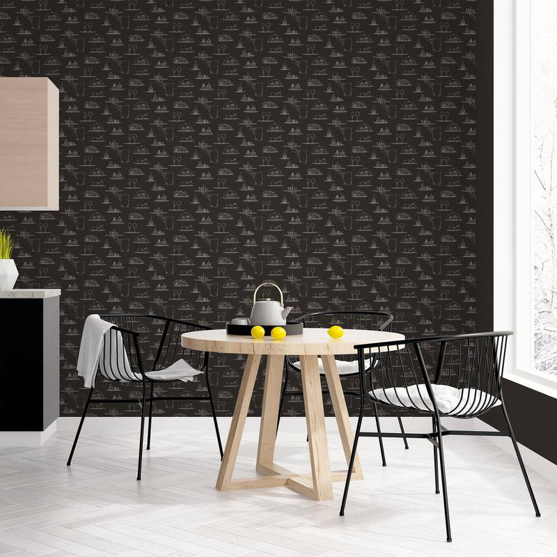 Chalkboard Menu Black/White Matte Finish Vinyl on Non-Woven Non-Pasted Wallpaper gallery