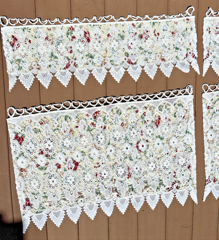 Longaberger Heirloom Curtains 2 Sets With Crochet Custom Made Cottage Core OOAK gallery