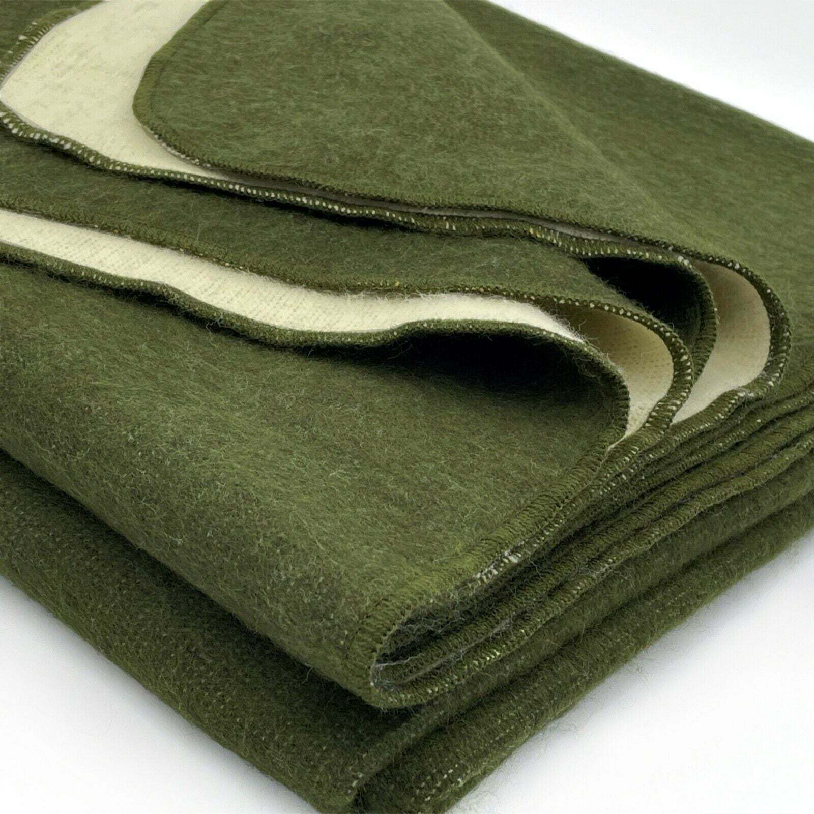 EXTRA LARGE SOFT & WARM ALPACA WOOL BLANKET 76x91" OLIVE GREEN SOLID PATTERN gallery