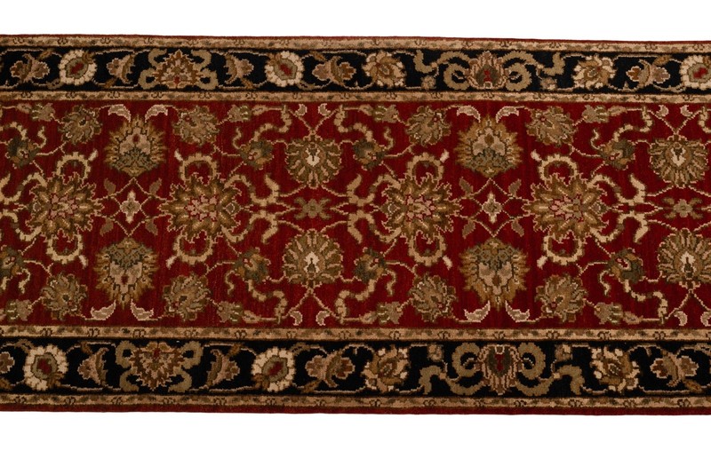 Handmade Pakistani Hand Knotted Wool Runner Rug Red Floral Hallway Carpet 98x31" gallery