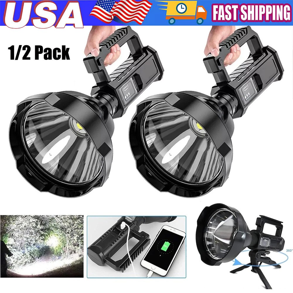 Super Bright LED Searchlight Portable Rechargeable Spotlight Handheld Flashlight gallery