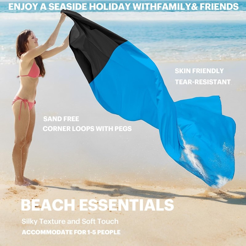 Beach Blanket Sandproof Waterproof, Beach Essentials Extra Large Beach Mat, 7... gallery