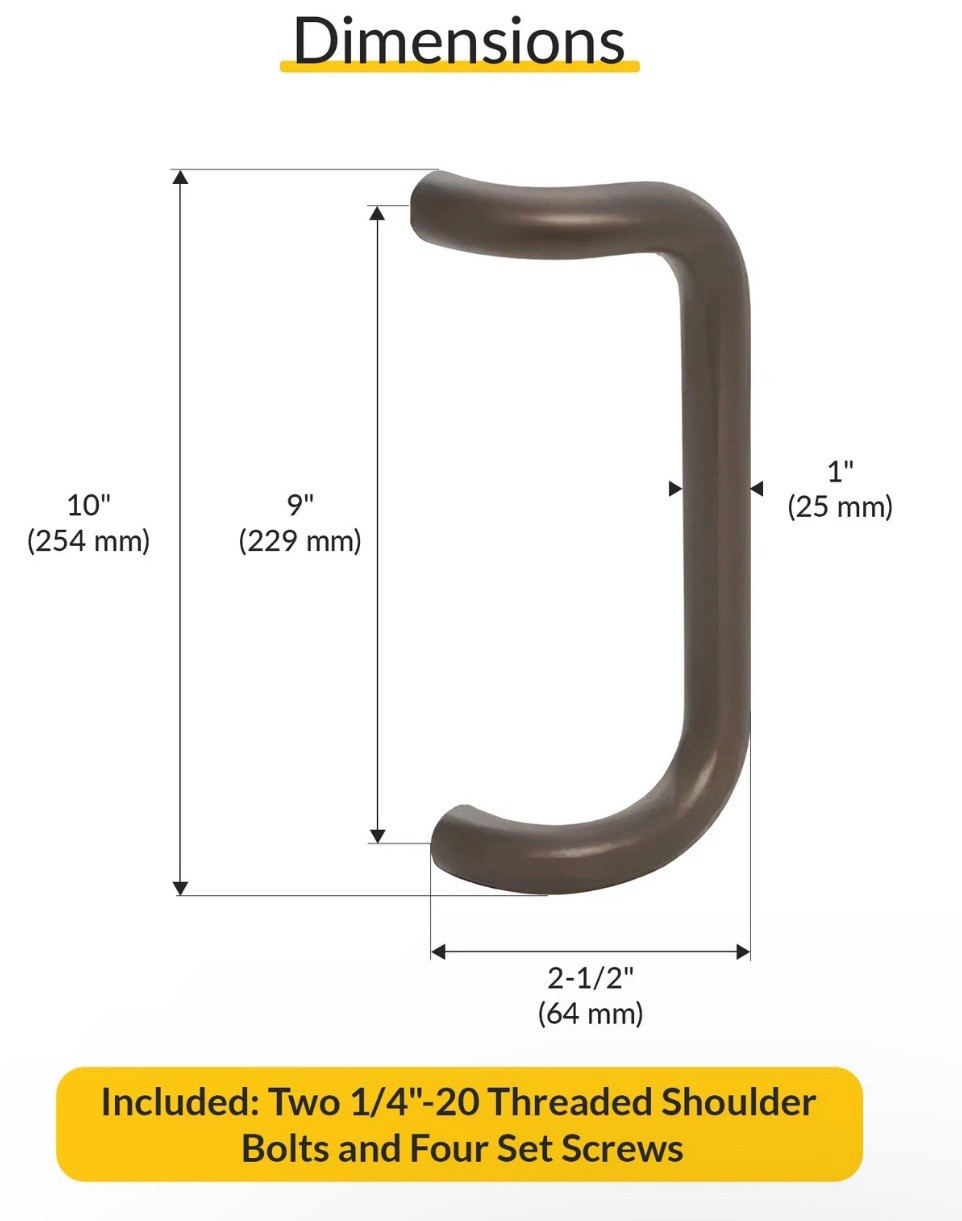 🚪Brixwell 10" Aluminum Pull Handle with 9" Mounting, Bronze Finish gallery
