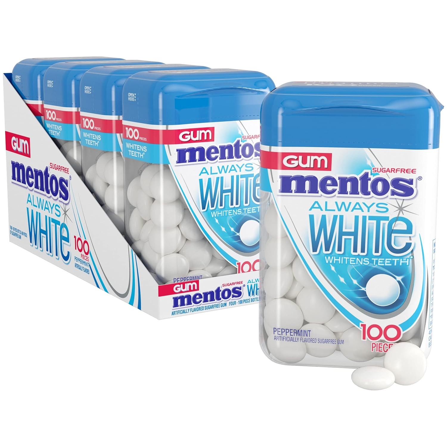 Mentos Always White Peppermint Sugar Free Gum Xylitol 100 Count Fresh Breath gallery