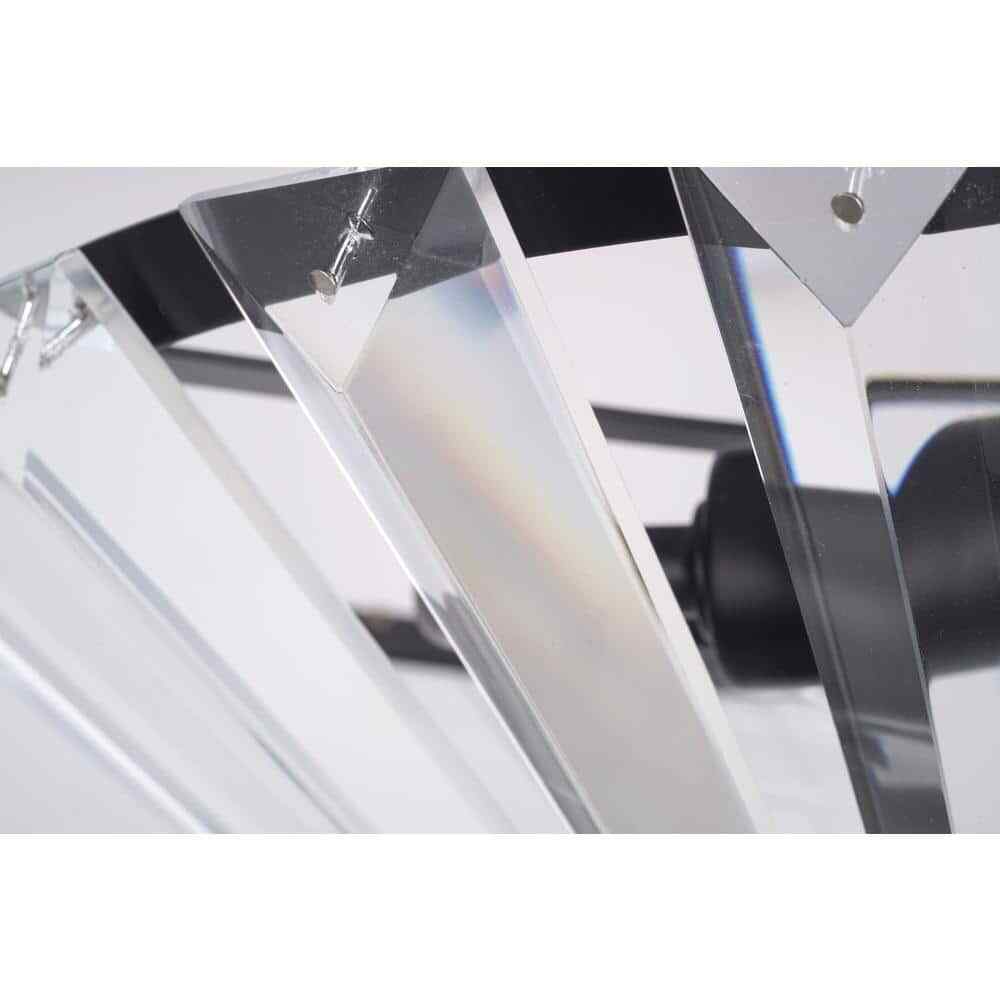 Alsy 11 in. 2-Light Matte Black Semi-Flush Mount with Clear Glass Faceted Shade gallery