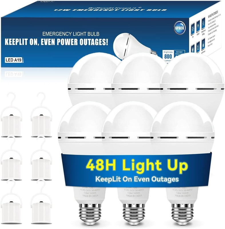 6Pack Emergency-Rechargeable-Light-Bulb,6500K LED Light Bulb with 1200 mAh,Hook gallery