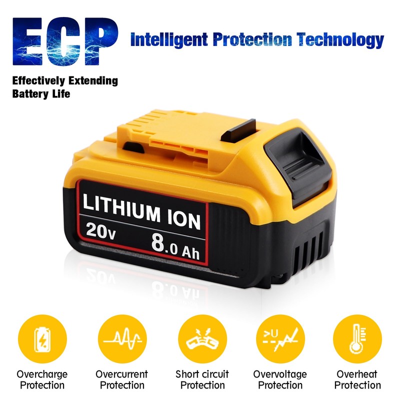 1-6 Pack 20V For DeWalt 20 Volt Max 8.0AH Lithium Ion Battery DCB206-2 DCB201 gallery