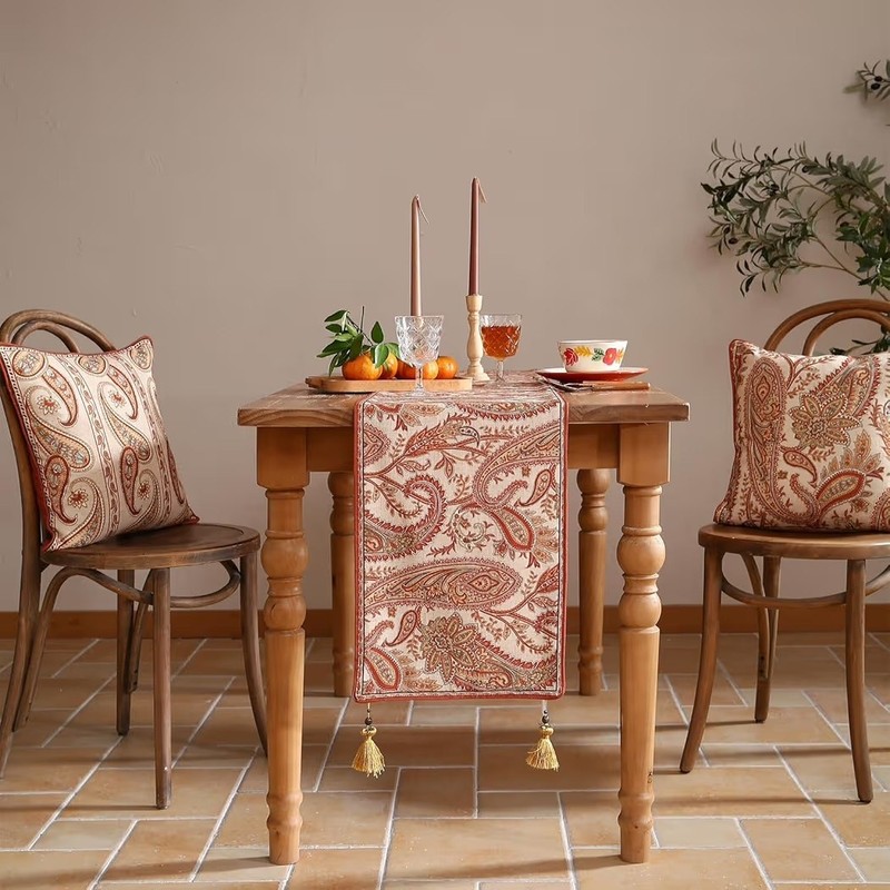 Designer Elegant Red Linen Table Runner 102 Inches Long gallery