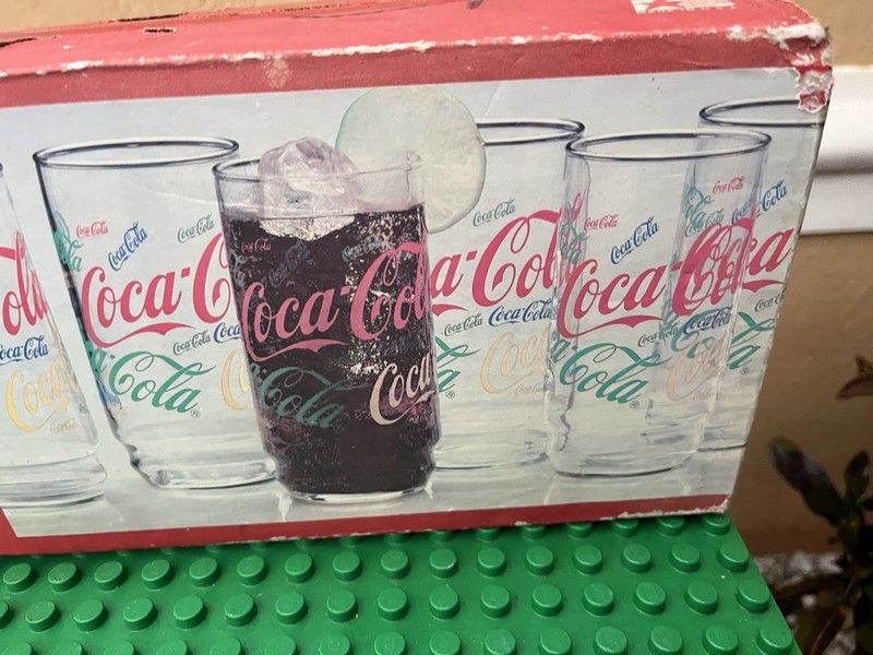 10 Vintage Coca Cola Glasses Multicolor Logo 16 oz Tall Drinking Tumbler New gallery