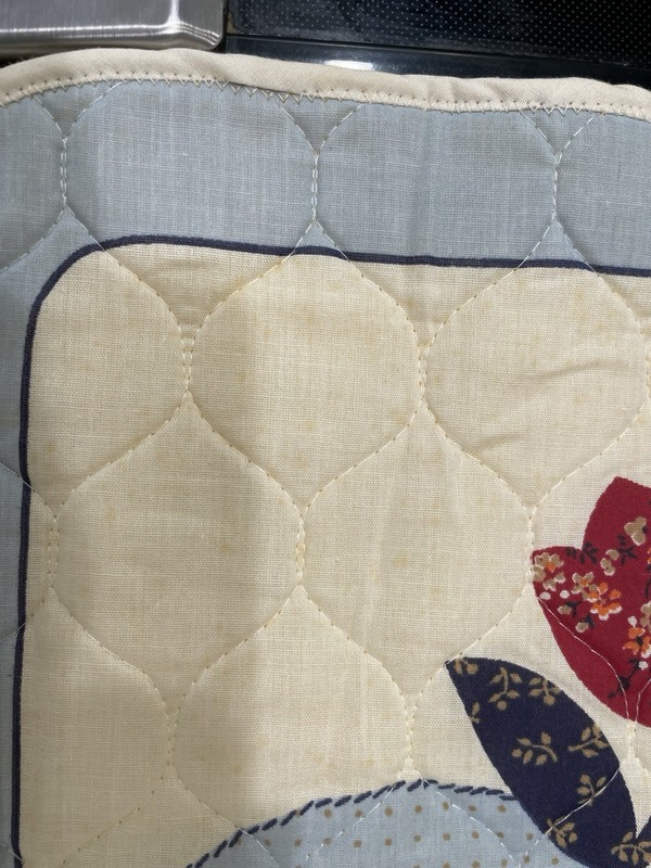 4 Patchwork Quilt Placemats Flower Bouquet Design 17x14 Red, Blue, Tan, Cream gallery