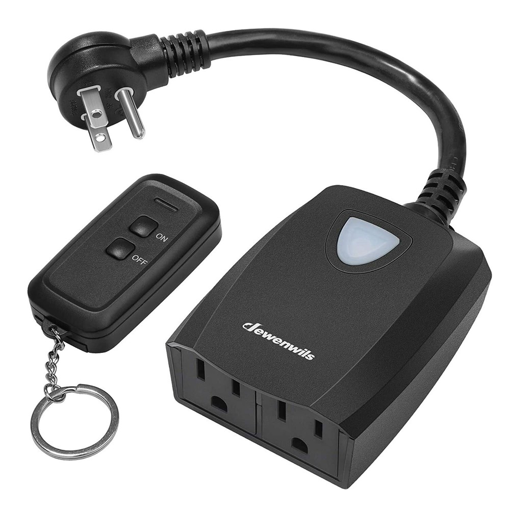 DEWENWILS Outdoor Wireless Remote Control Outlet Power Strip Weatherproof Black