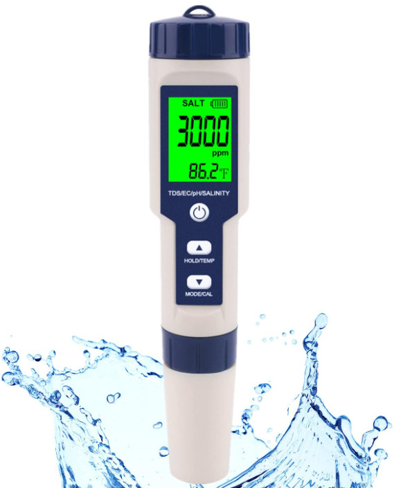 5 in 1 Salinity PH Temp EC and TDS Meter, Aquarium Swimming Pool Hot Tub, New gallery