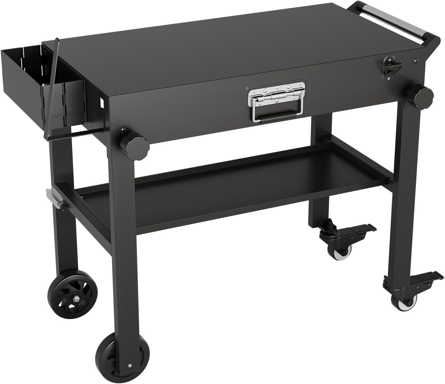 450LBS Portable Outdoor Grill Table Folding Grill Cart BBQ Prep Table w/ Wheels gallery