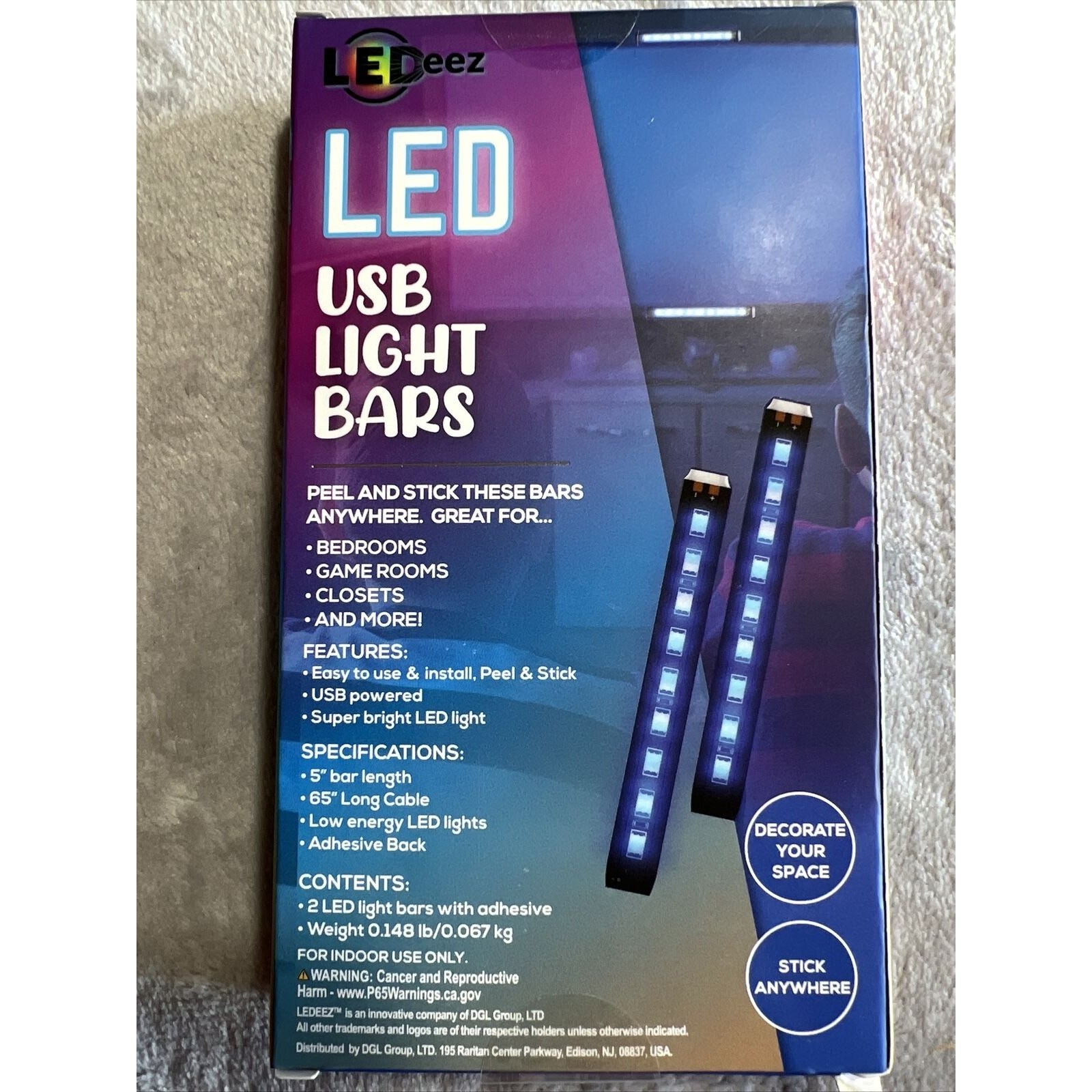 LEDeez BLUE Light Bar 2 Pack Neon Light Glow 5 inch Bars USB NEW gallery