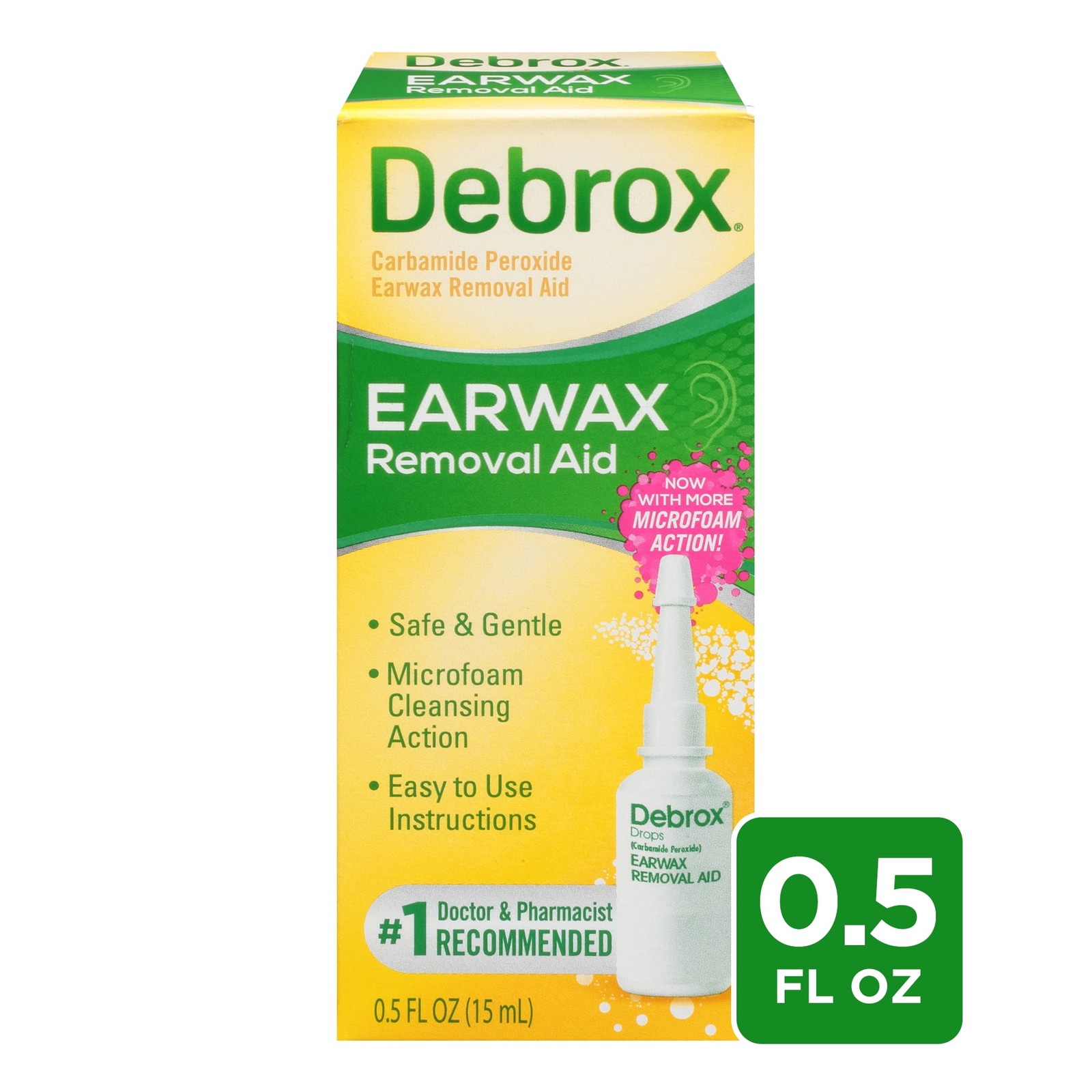 Debrox Ear Wax Removal Drops, Gentle Microfoam Ear Wax Remover, 0.5 fl oz gallery