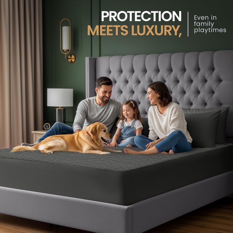 Utopia Bedding Waterproof Mattress Protector Queen Size (Gray), Premium 3D... gallery
