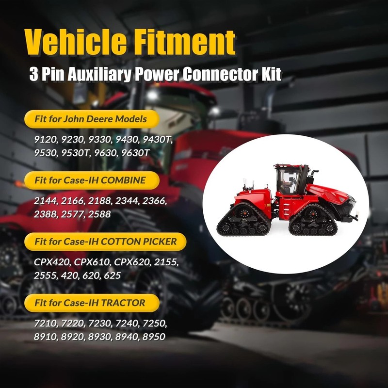 3 Pin Auxiliary Power Connector Kit 187103A1 for John Deere 9430 9430T 9530 9630 gallery