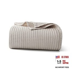 100% Cotton Waffle Blanket (- Queen Size – 90 * 90”), Queen (90″*90″) Khaki