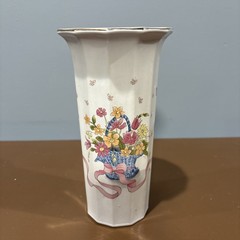 Japan Fine China Porcelain 8.25” Vase Flower Basket Bouquet Dodecagon 12 Sides