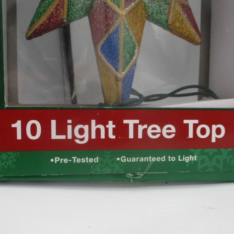 Kurt S. Adler 10 Light Multicolor Glitter Star Tree Top For Indoor Use Only gallery