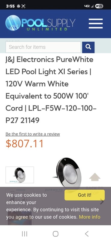 J&J Electronics PureWhite LED Pool Light XI Series | 120V Warm White gallery