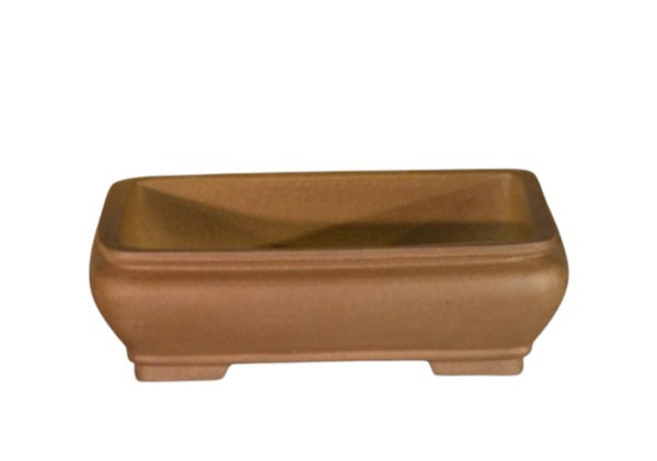 Tan Unglazed Ceramic Bonsai Pot Rectangle Shape OD: 12" x 9.625" x 3.5" gallery