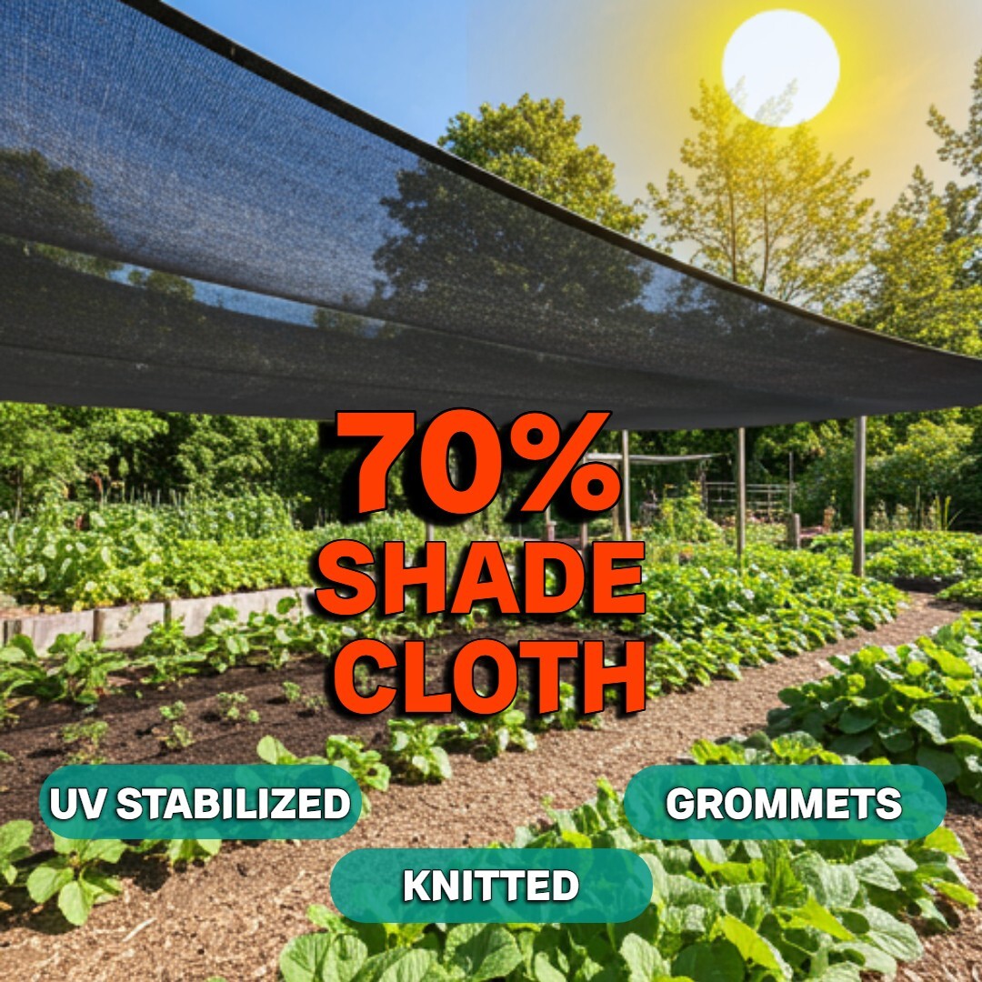 70% UV Sunblock Shade Cloth for Plant Cover Greenhouse Sewn Edges W/ GROMMETS gallery