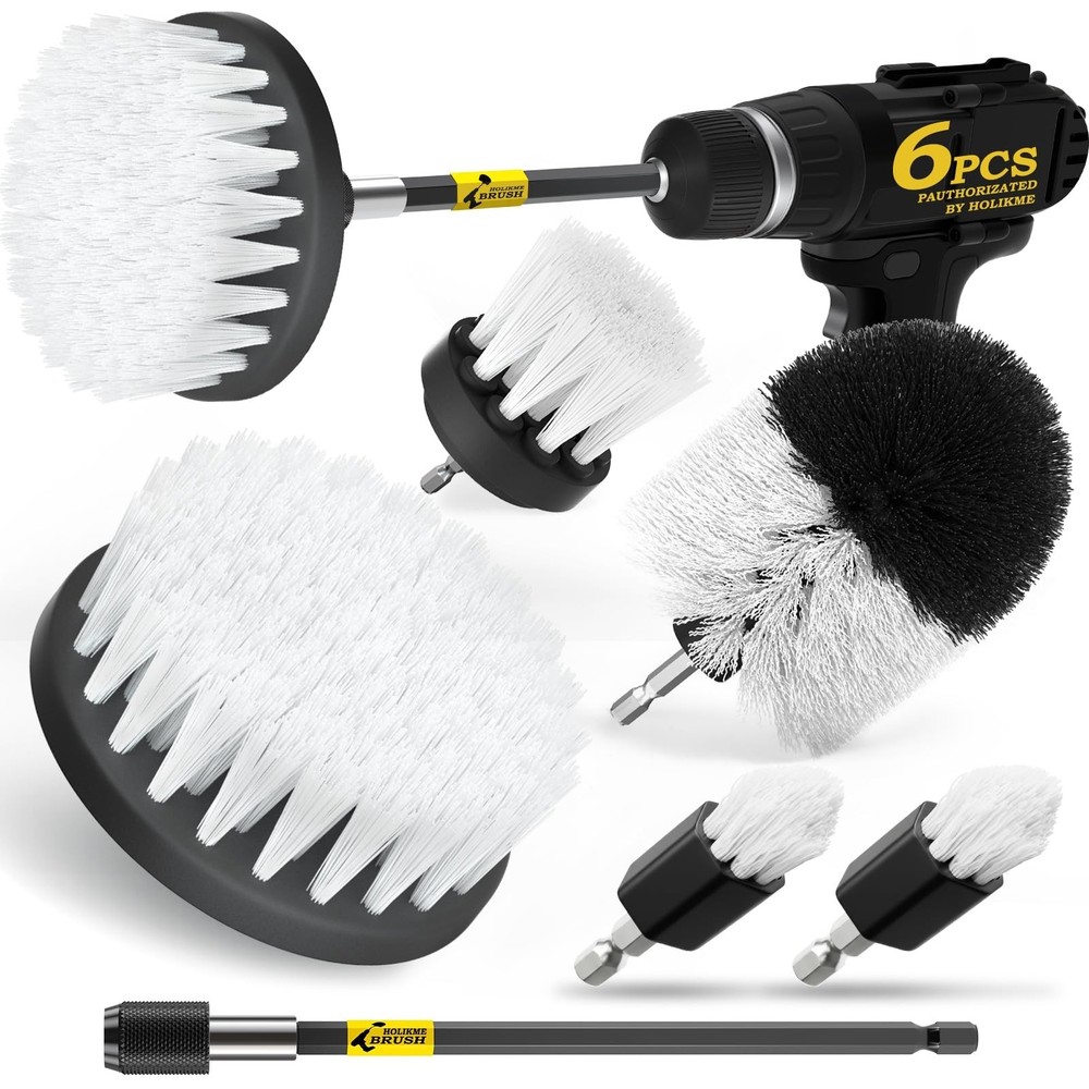 Drill Brush Cleaning Set - 5 Pack Soft Bristle Brushes - Multi-Surface Cleaning
